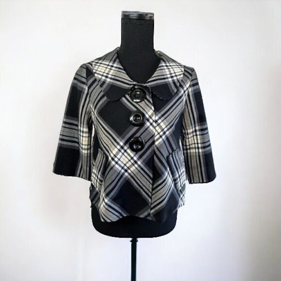 Fang Women’s Black and White Plaid Jacket Size Small - Picture 2 of 11